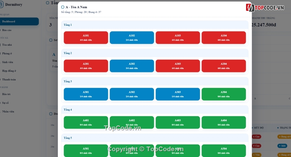 Website php,quản lý ký túc xá,code quản lý